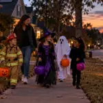 Halloween trick-or-treating pedestrian safety in Georgia neighborhoods